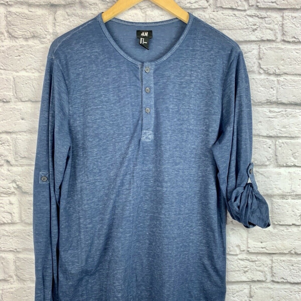 H&M Men's Size M Long Sleeve T-Shirt Blue Crew
